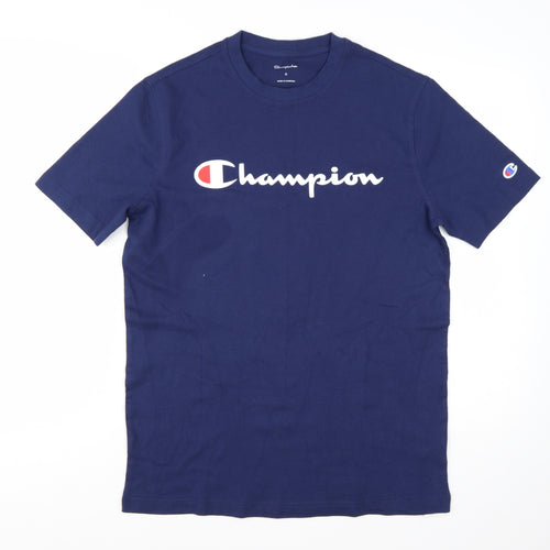 Champion Men's Blue Logo Crew Neck Short Sleeve T-Shirt Size S