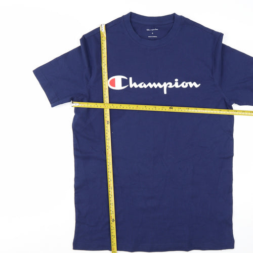 Champion Men's Blue Logo Crew Neck Short Sleeve T-Shirt Size S