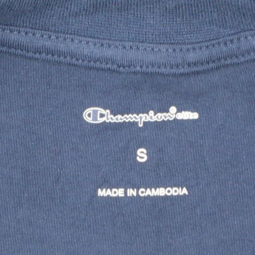 Champion Men's Blue Logo Crew Neck Short Sleeve T-Shirt Size S