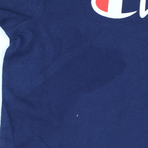 Champion Men's Blue Logo Crew Neck Short Sleeve T-Shirt Size S