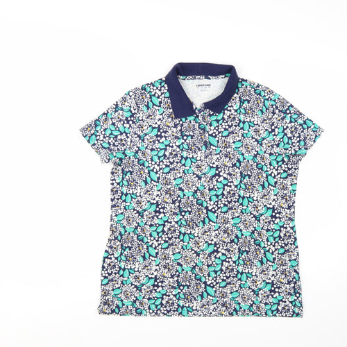 Lands' End Women's Multicoloured Floral Polo Shirt UK M