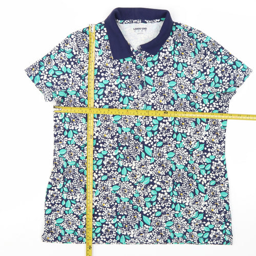 Lands' End Women's Multicoloured Floral Polo Shirt UK M