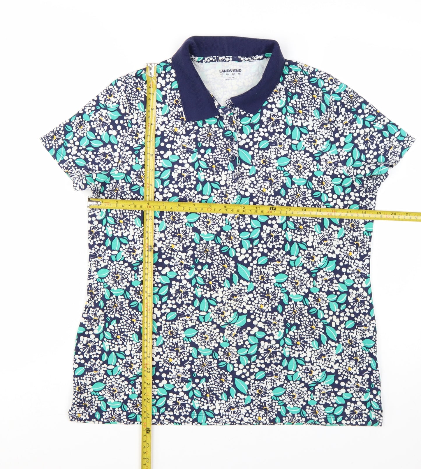 Lands' End Women's Multicoloured Floral Polo Shirt UK M