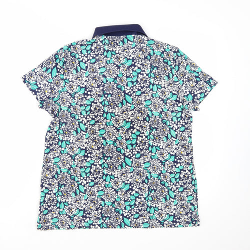 Lands' End Women's Multicoloured Floral Polo Shirt UK M