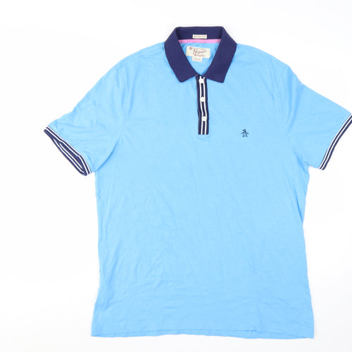 Original Penguin Men's Blue Heritage Slim Fit Polo Shirt XL Cotton