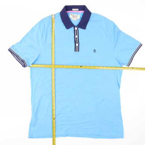 Original Penguin Men's Blue Heritage Slim Fit Polo Shirt XL Cotton