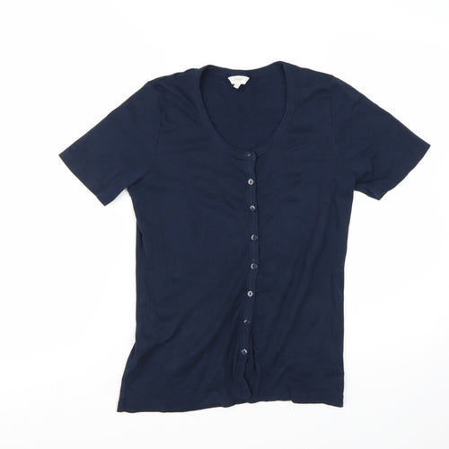 Cotton Traders Women’s Blue Size 10 Button-Up Short Sleeve Top