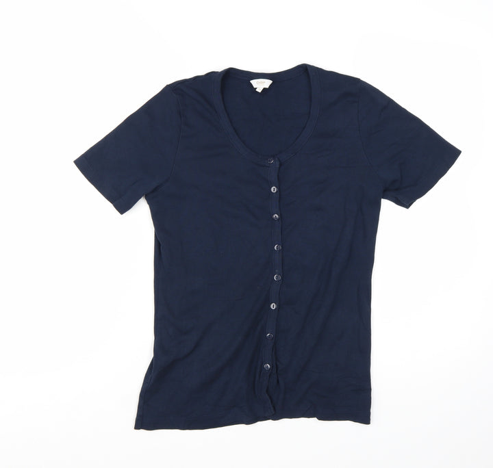 Cotton Traders Women’s Blue Size 10 Button-Up Short Sleeve Top
