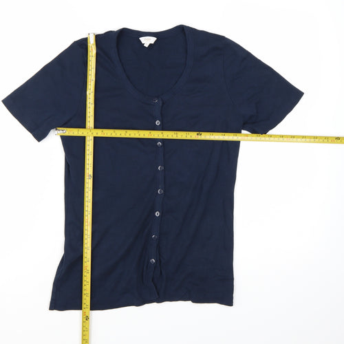 Cotton Traders Women’s Blue Size 10 Button-Up Short Sleeve Top