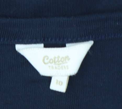 Cotton Traders Women’s Blue Size 10 Button-Up Short Sleeve Top
