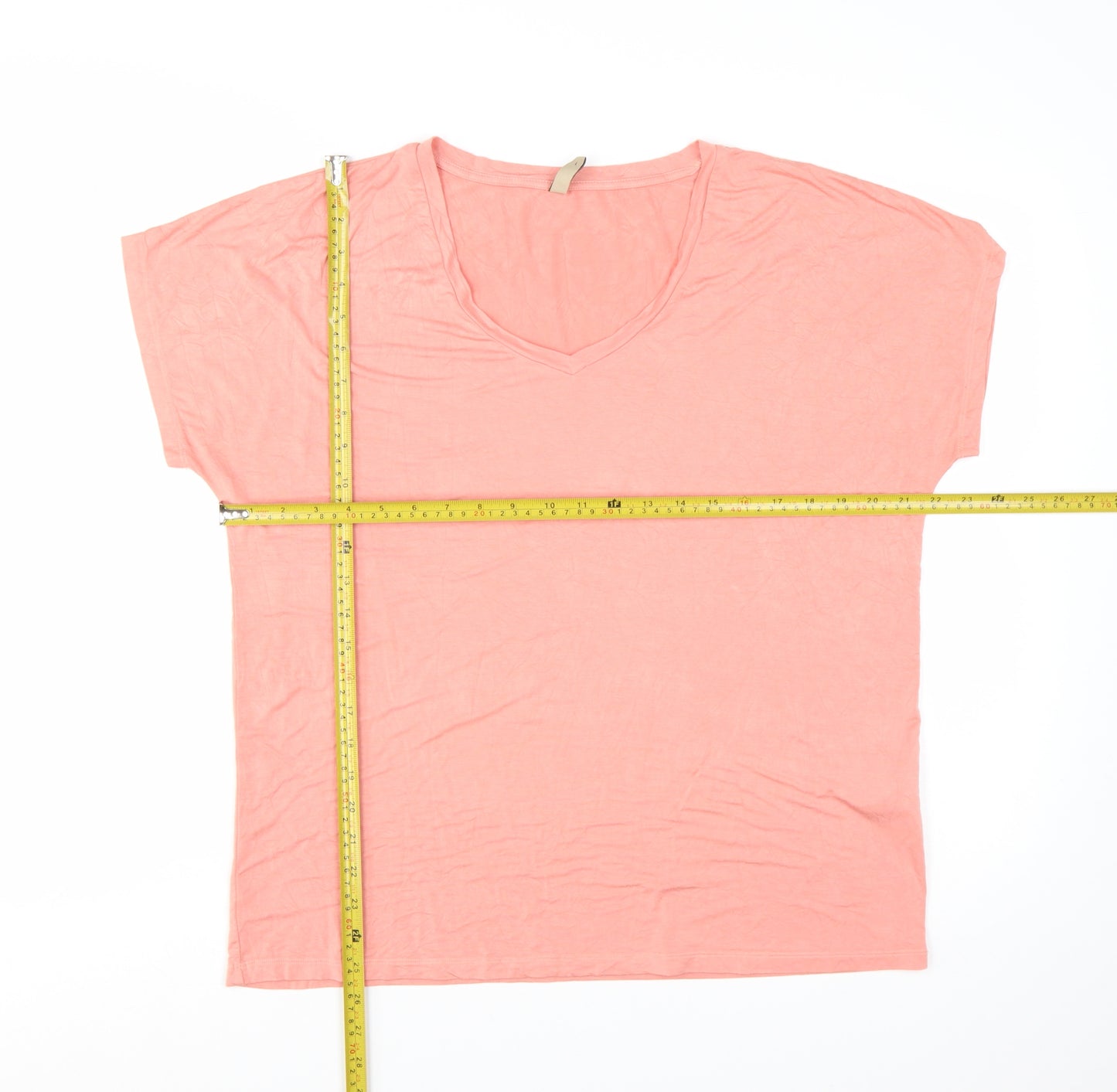 Soyaconcept Women’s Pink V-Neck Short Sleeve Basic T-Shirt L