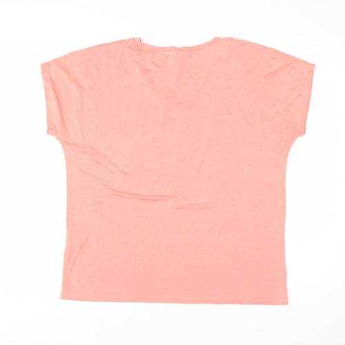 Soyaconcept Women’s Pink V-Neck Short Sleeve Basic T-Shirt L