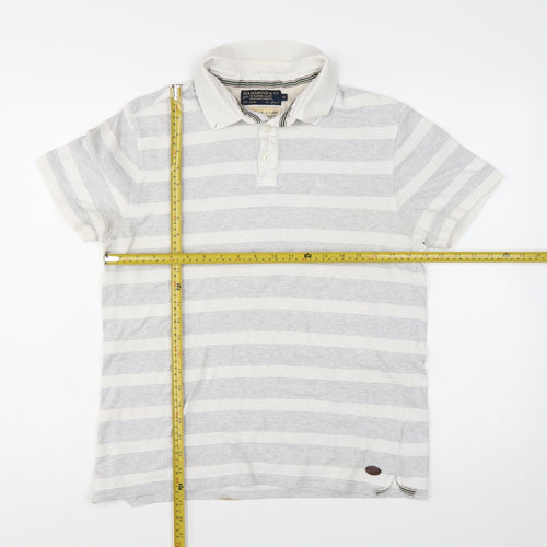 Hammond & Co Men’s Grey Striped Cotton Polo Shirt Medium