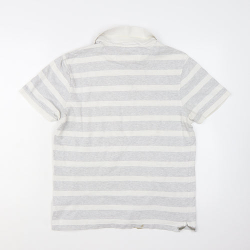 Hammond & Co Men’s Grey Striped Cotton Polo Shirt Medium