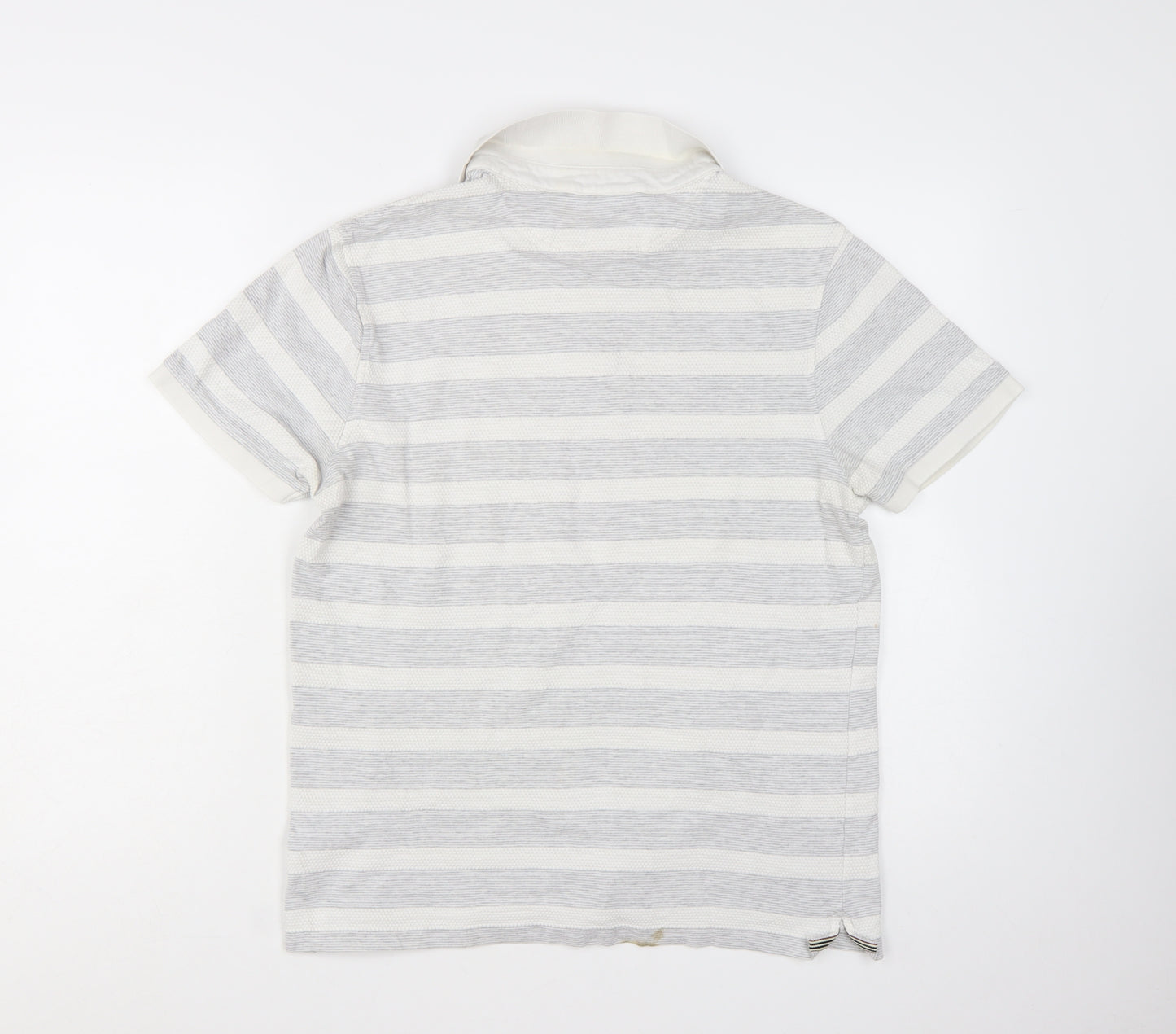 Hammond & Co Men’s Grey Striped Cotton Polo Shirt Medium