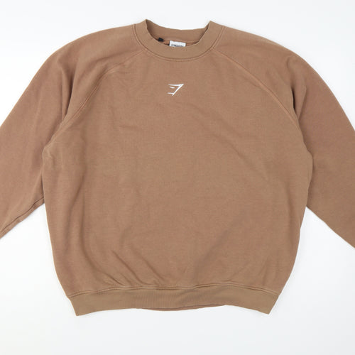 Gymshark Men's Brown Pullover Sweatshirt M Regular Fit Crew Neck