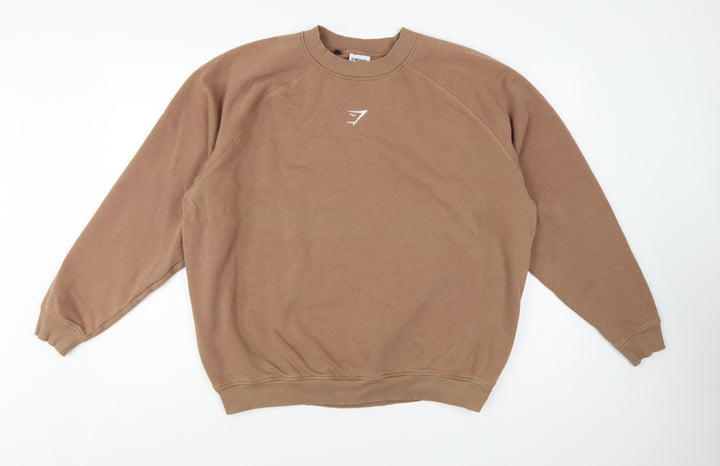 Gymshark Men's Brown Pullover Sweatshirt M Regular Fit Crew Neck
