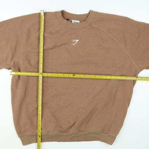 Gymshark Men's Brown Pullover Sweatshirt M Regular Fit Crew Neck
