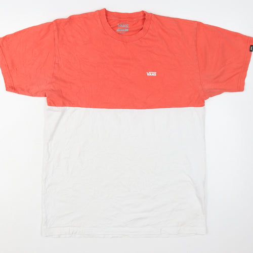 Vans Men's Red and White Colourblock Classic Fit T-Shirt Medium