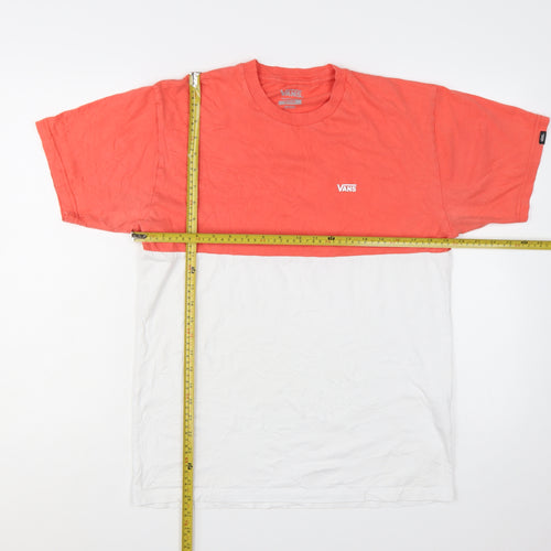 Vans Men's Red and White Colourblock Classic Fit T-Shirt Medium