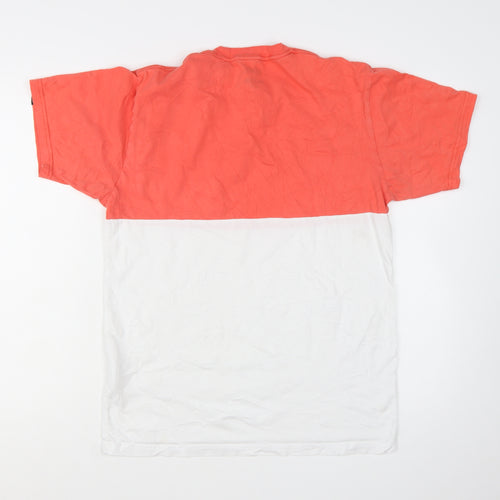 Vans Men's Red and White Colourblock Classic Fit T-Shirt Medium