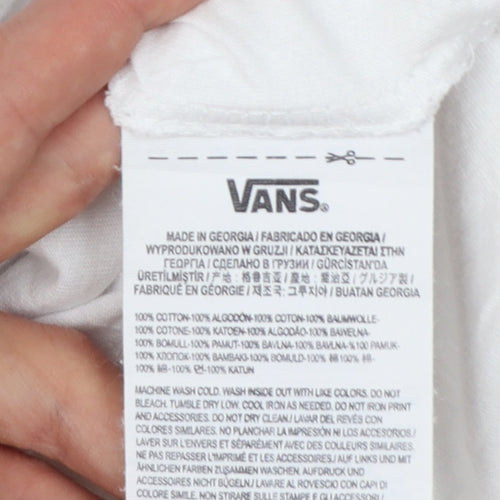 Vans Men's Red and White Colourblock Classic Fit T-Shirt Medium