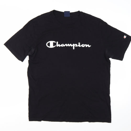 Champion Men’s Black Large Graphic Logo Cotton T-Shirt