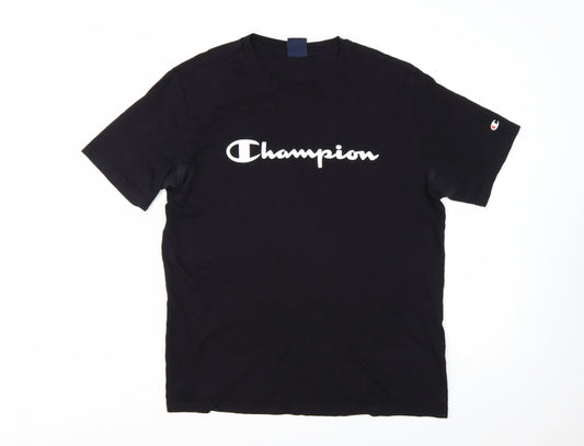 Champion Men’s Black Large Graphic Logo Cotton T-Shirt
