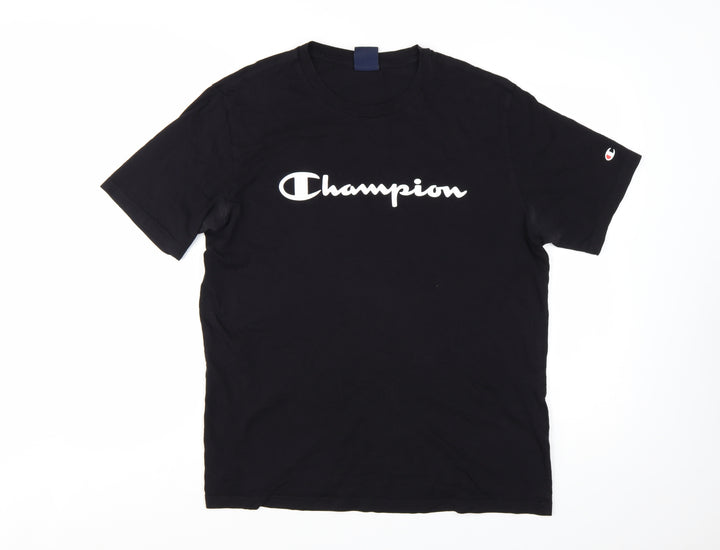 Champion Men’s Black Large Graphic Logo Cotton T-Shirt