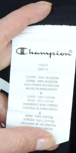 Champion Men’s Black Large Graphic Logo Cotton T-Shirt