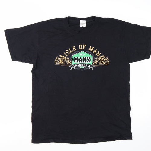 Fruit of the Loom Men's Black Isle of Man Grand Prix Graphic T-Shirt L