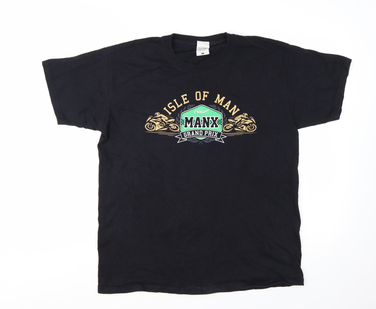 Fruit of the Loom Men's Black Isle of Man Grand Prix Graphic T-Shirt L