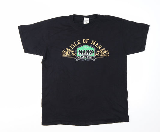 Fruit of the Loom Men's Black Isle of Man Grand Prix Graphic T-Shirt L