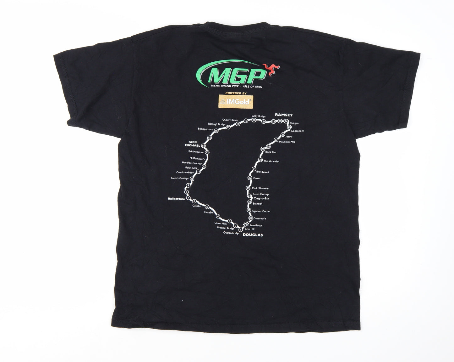 Fruit of the Loom Men's Black Isle of Man Grand Prix Graphic T-Shirt L