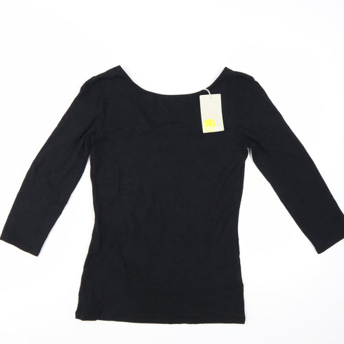 Boden Women’s Black 3/4 Sleeve Cotton Stretch Jersey Top UK 10