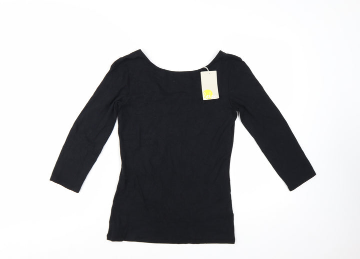 Boden Women’s Black 3/4 Sleeve Cotton Stretch Jersey Top UK 10