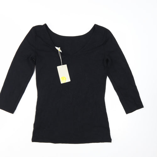 Boden Women’s Black 3/4 Sleeve Cotton Stretch Jersey Top UK 10