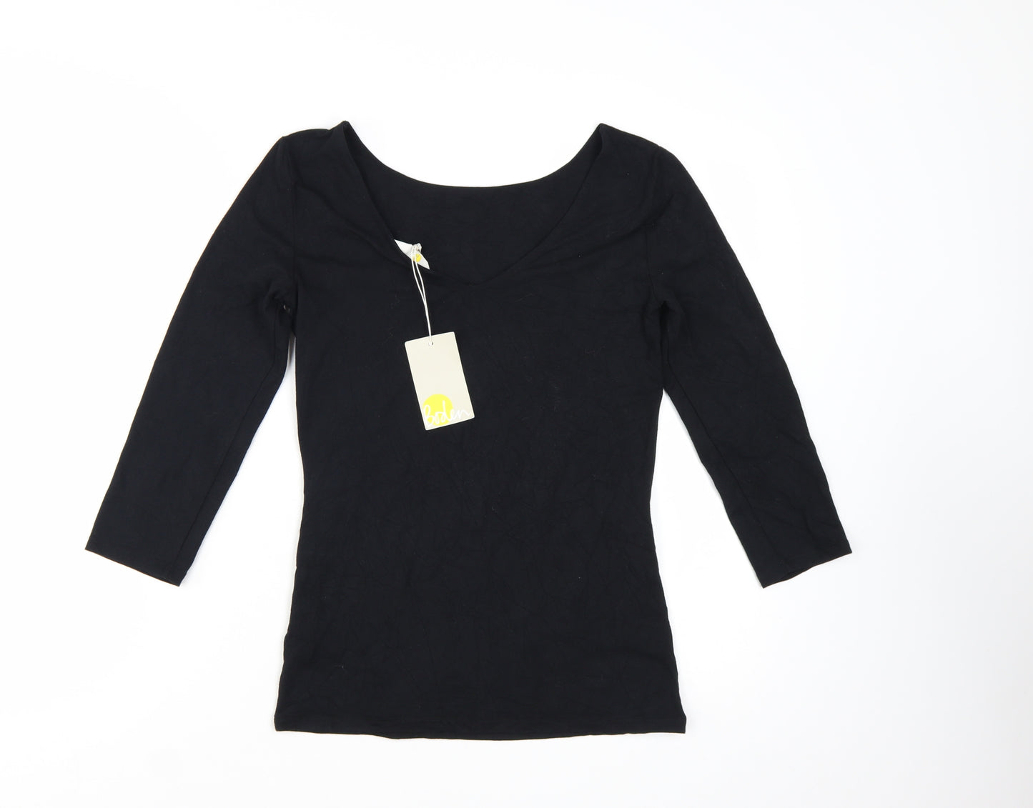 Boden Women’s Black 3/4 Sleeve Cotton Stretch Jersey Top UK 10