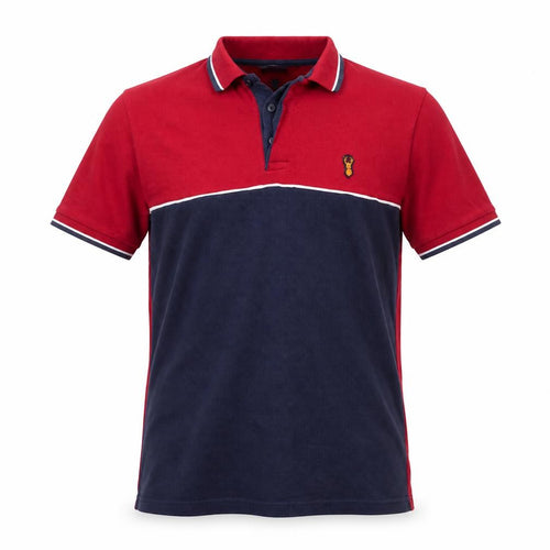 Next Mens Red Blue Colourblock Polo Shirt Size S 100% Cotton