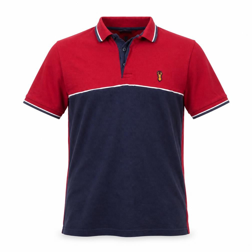 Next Mens Red Blue Colourblock Polo Shirt Size S 100% Cotton