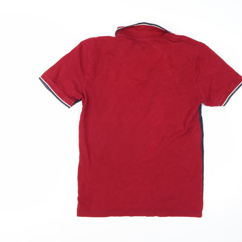 Next Mens Red Blue Colourblock Polo Shirt Size S 100% Cotton
