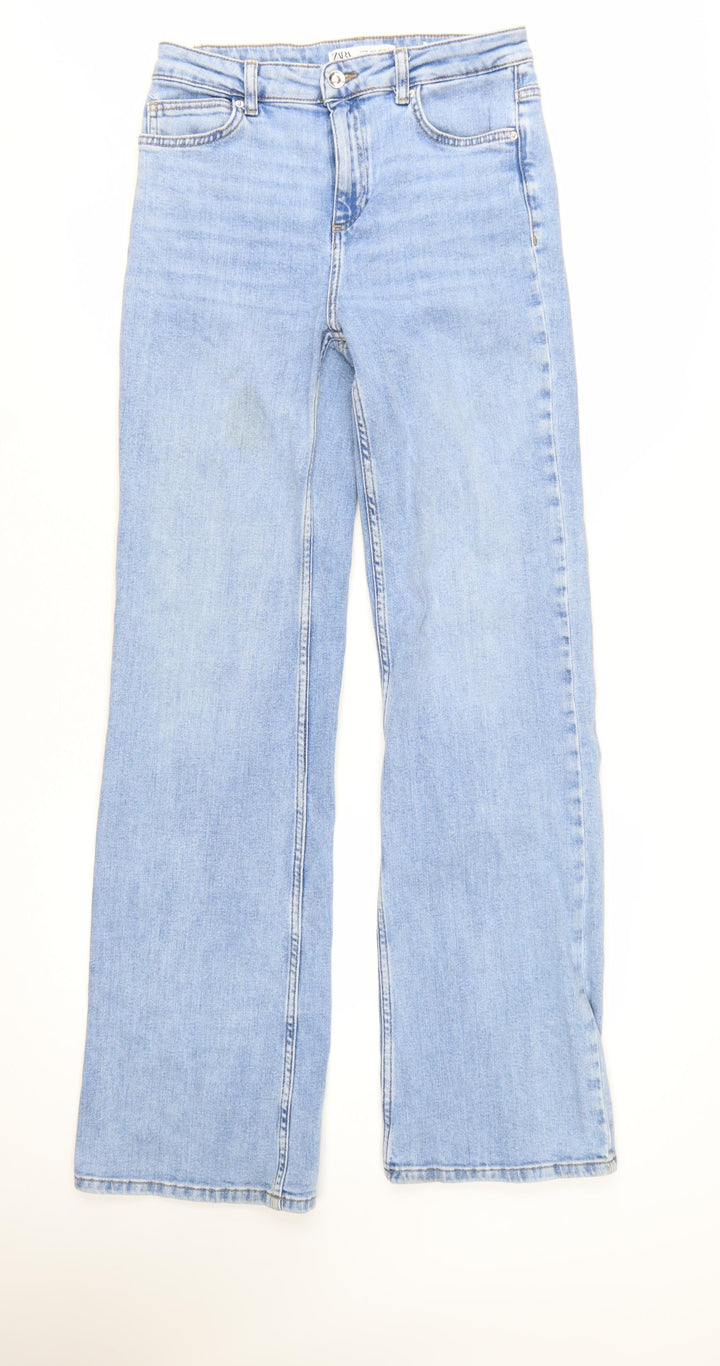 ZARA Women Blue Wide-Leg High Rise Denim Jeans Size 8
