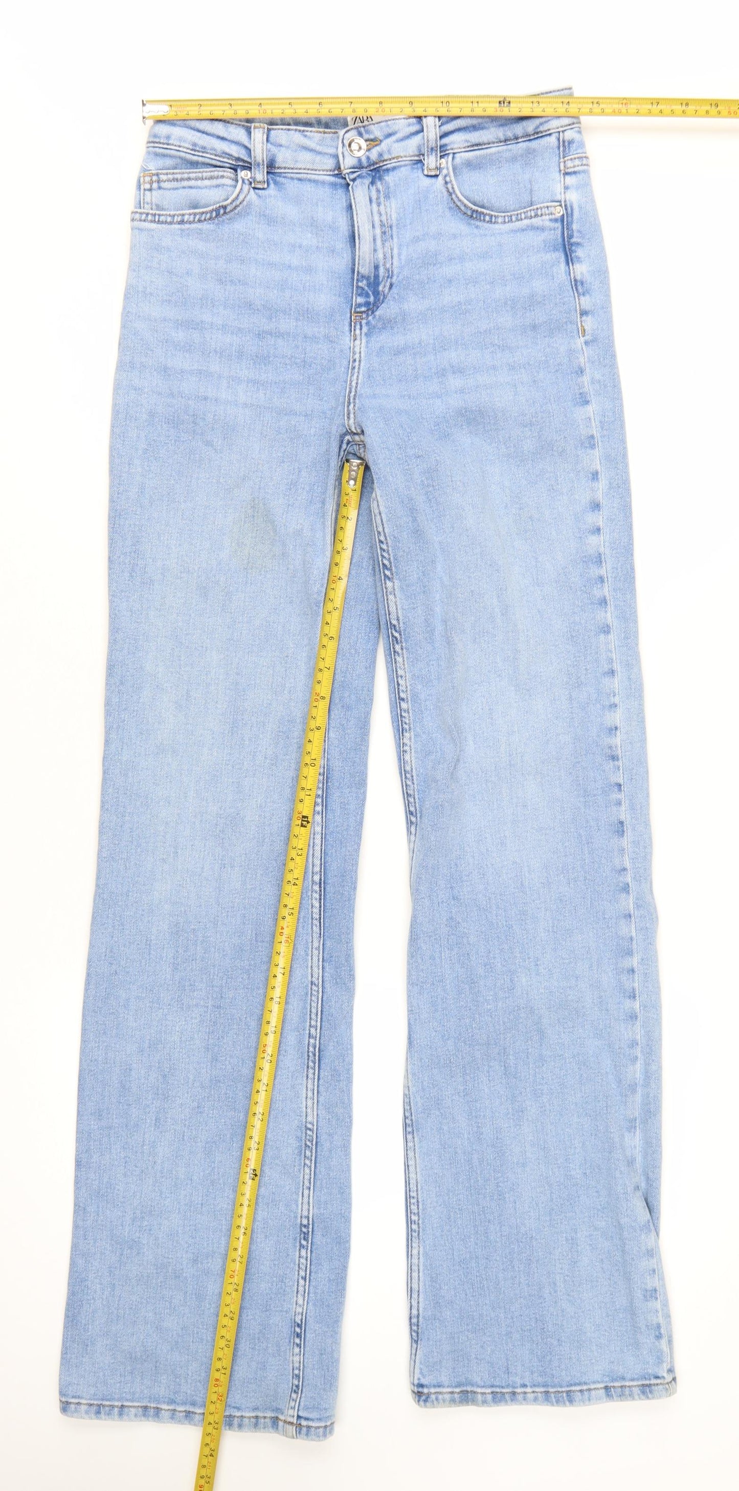 ZARA Women Blue Wide-Leg High Rise Denim Jeans Size 8
