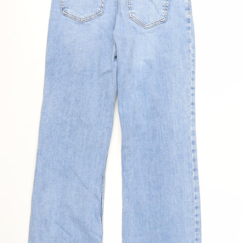ZARA Women Blue Wide-Leg High Rise Denim Jeans Size 8