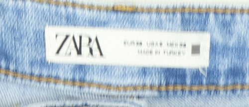 ZARA Women Blue Wide-Leg High Rise Denim Jeans Size 8