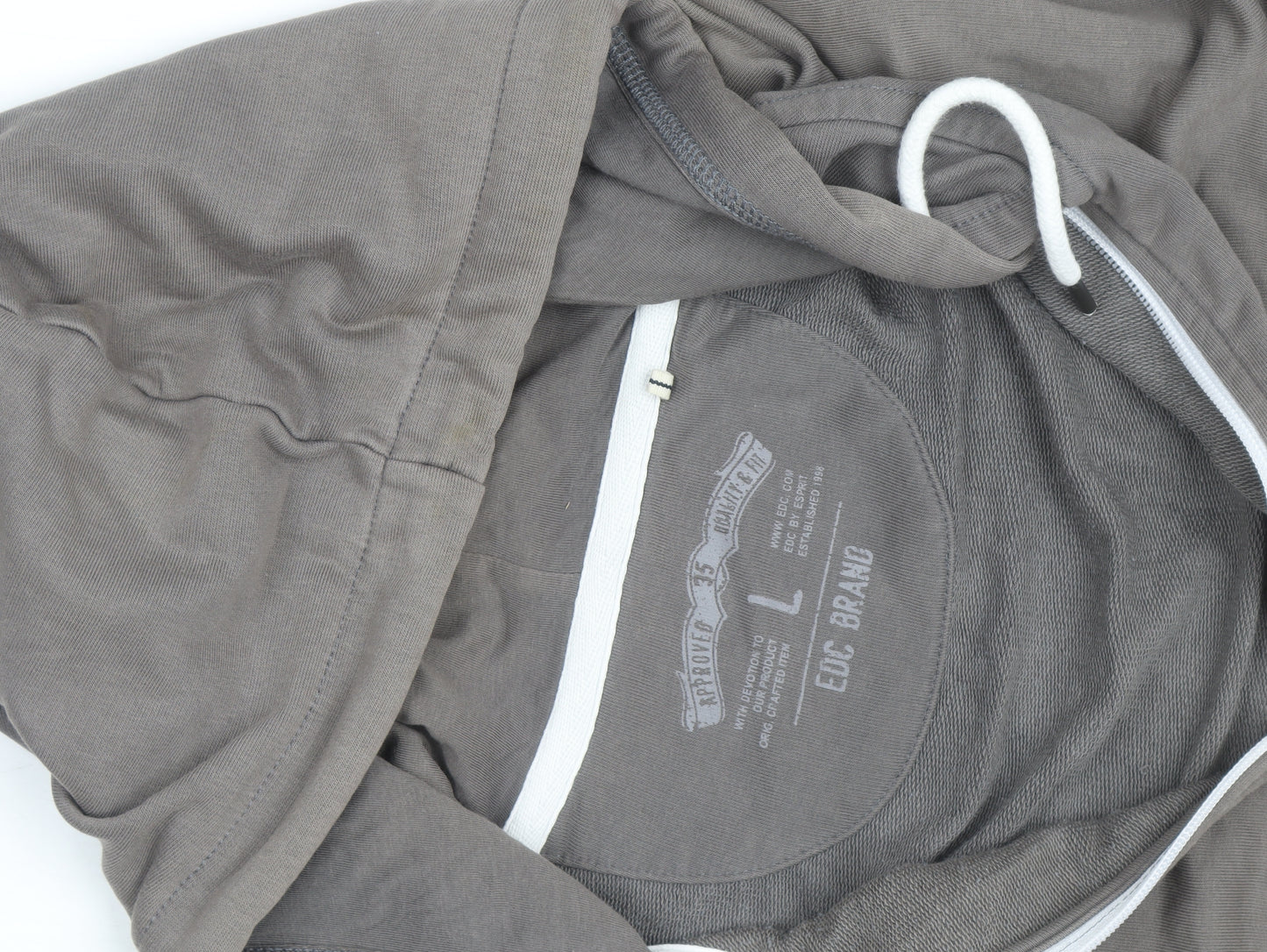 EDC Brand Men's Grey Full Zip Hoodie Size L Regular Fit