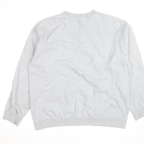 Boohoo Men's Grey L Pullover Crew Neck Logo Sweatshirt