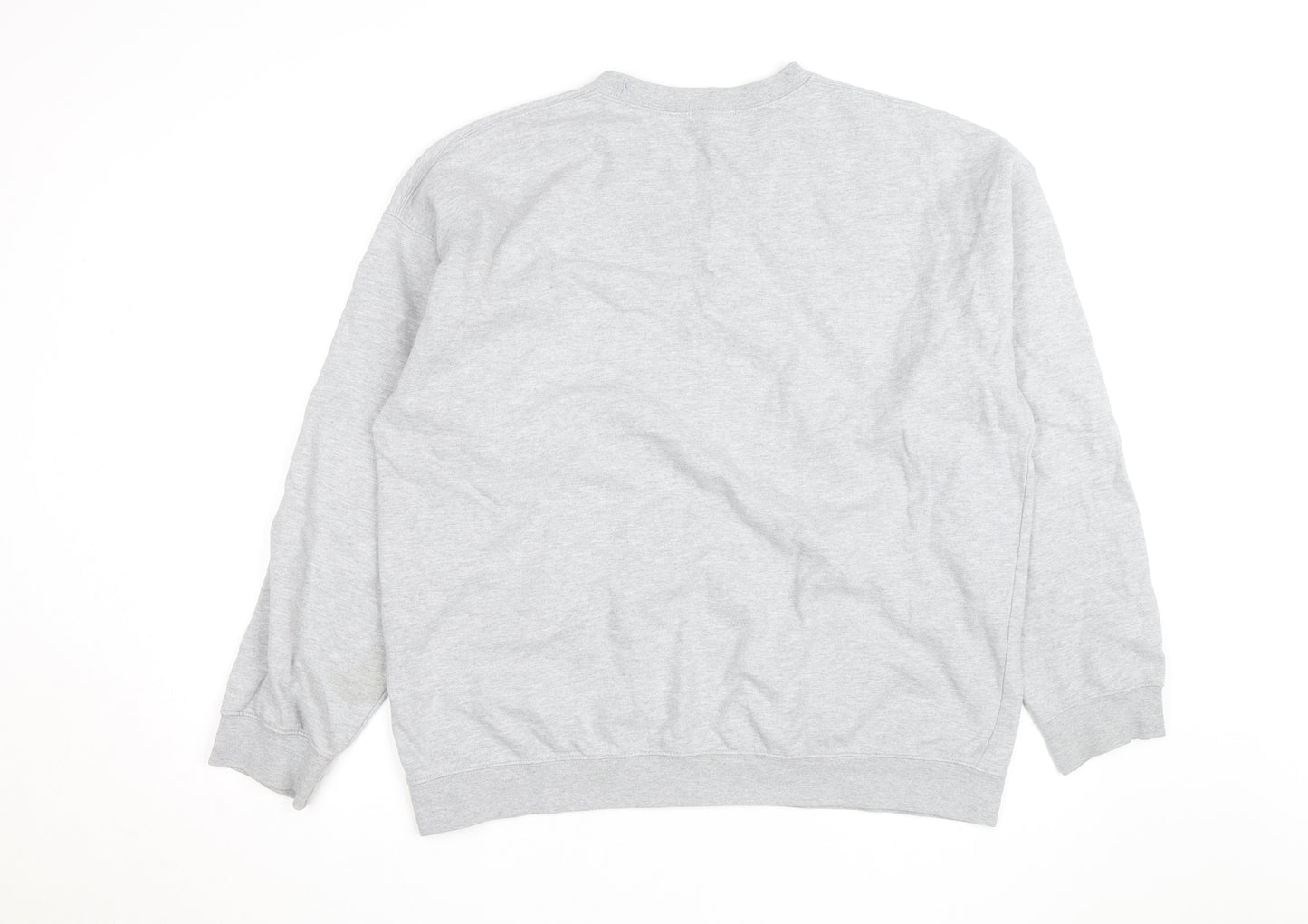 Boohoo Men's Grey L Pullover Crew Neck Logo Sweatshirt