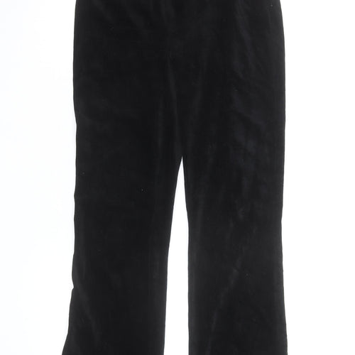 Topshop Women Black Velvet Wide-Leg Trousers Size 8