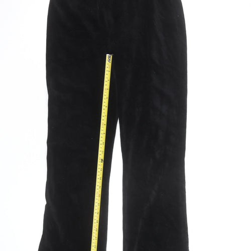 Topshop Women Black Velvet Wide-Leg Trousers Size 8